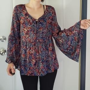 Paisley Bell Sleeve‎ Top